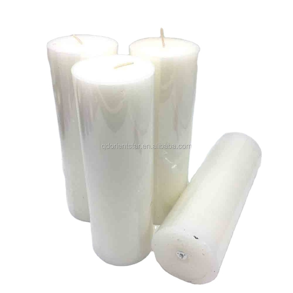 Factory Supply Pure Paraffin Wax Custom Brand Label Long Burning Paraffin Wax Pillar Candle White Pillar Candle