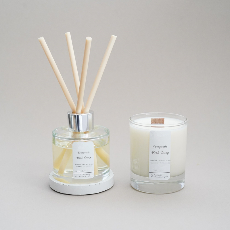 Eco Friendly Natural Luxury Reed Diffuser Bottle Scented Gift Candle and reed diffuser gift set with box