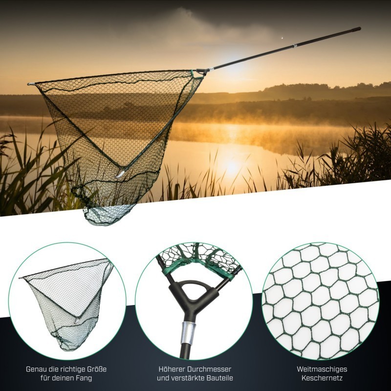 Balanzze Customized Alu-Strong Pike Fishing Landing Net Durable 100% Polyester Large Carp Landing Net