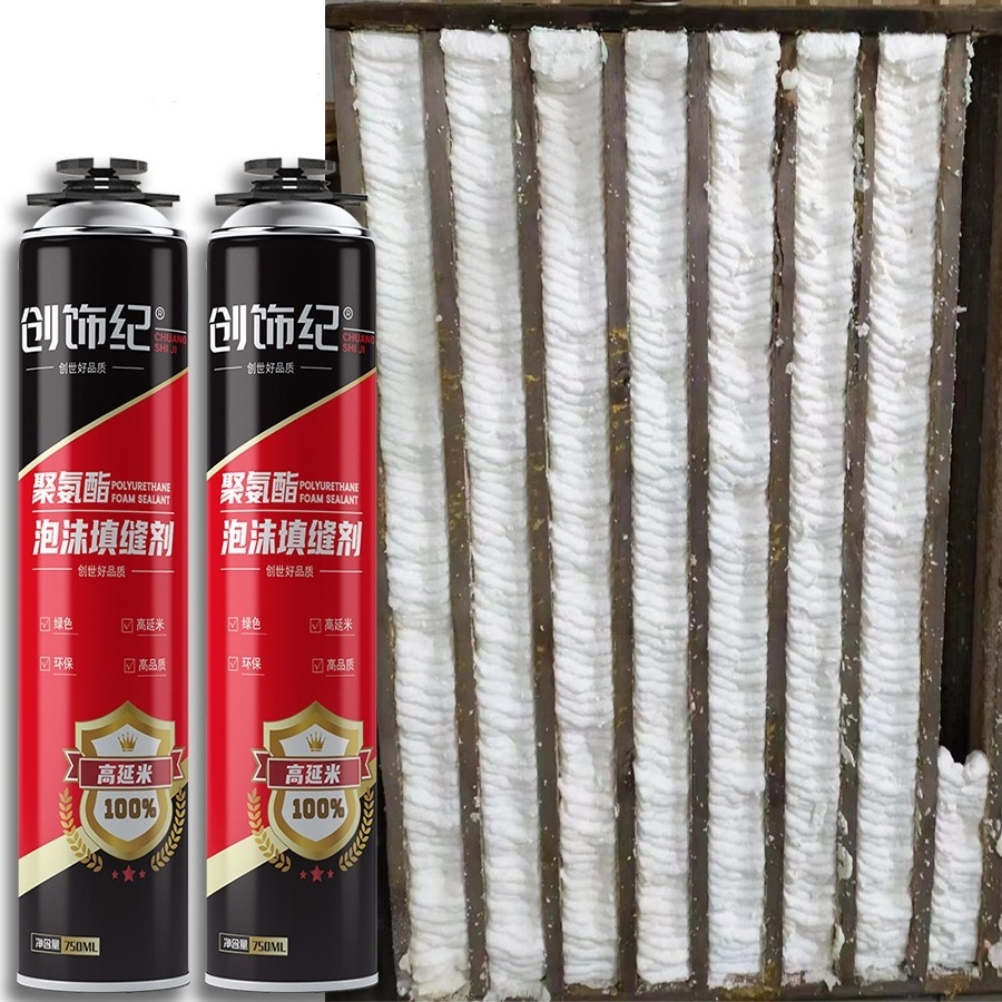 Great Price Door And Windows Mounting Fireproof PU Foam 750ML Cork Insulation Spray Polyurethane Foam Closed Cell Spray Foam