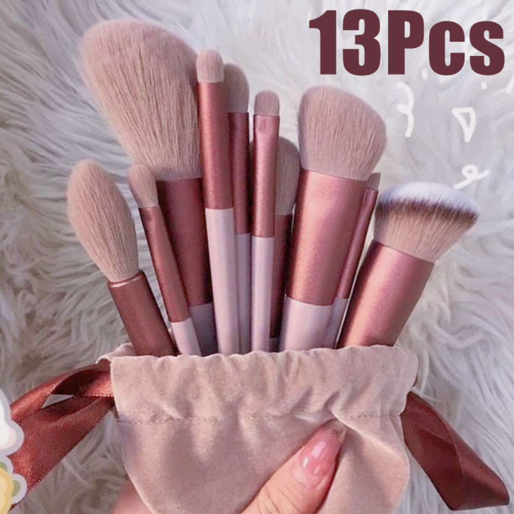 pinto Eye Shadow Foundation Women Cosmetic Beauty Soft Make Up Tools Bag 13 PCS Makeup Brushes Set