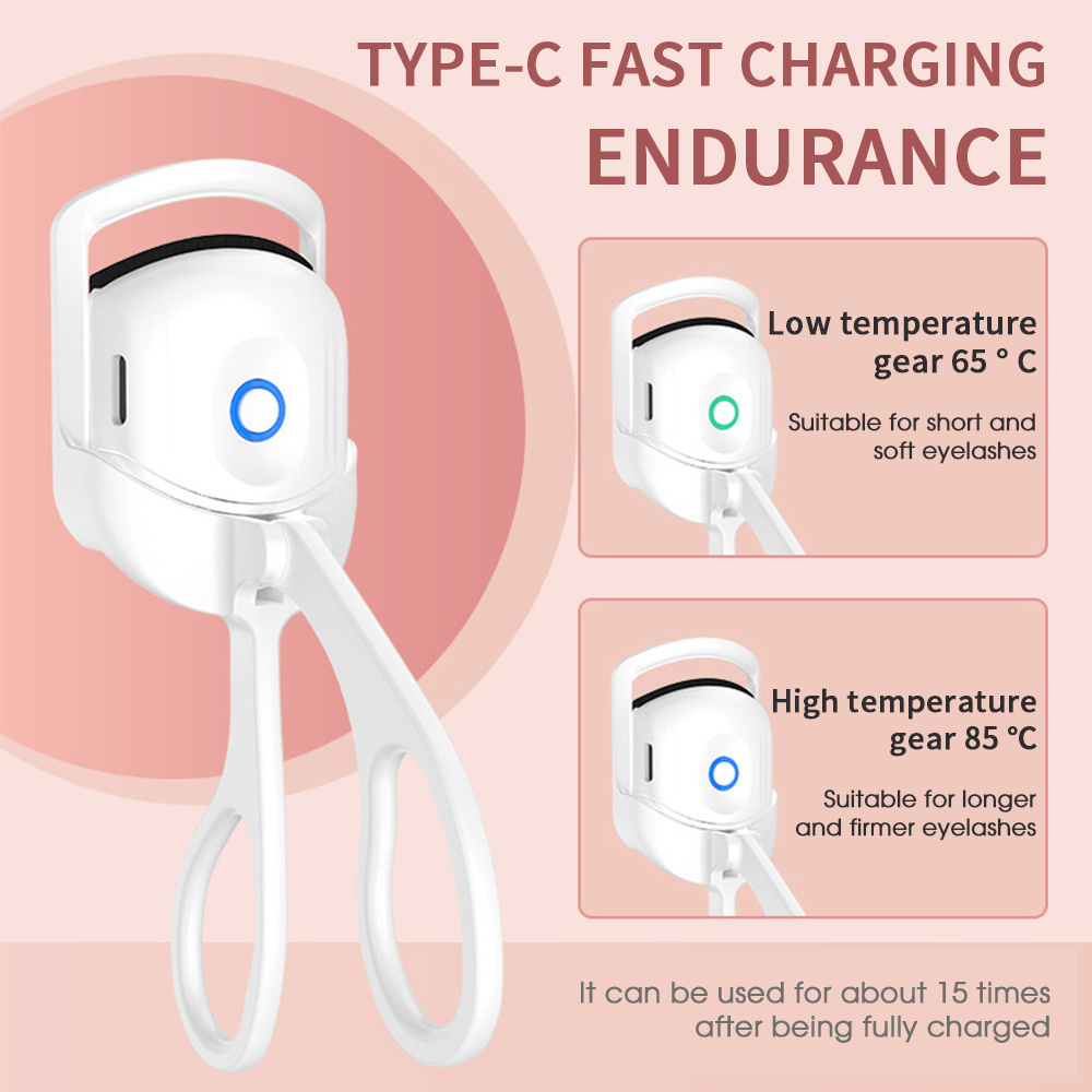 rechargeable Electric Heated Eyelash Curler temperature Control Charging Durable Curling Eyelashes Makeup Tools