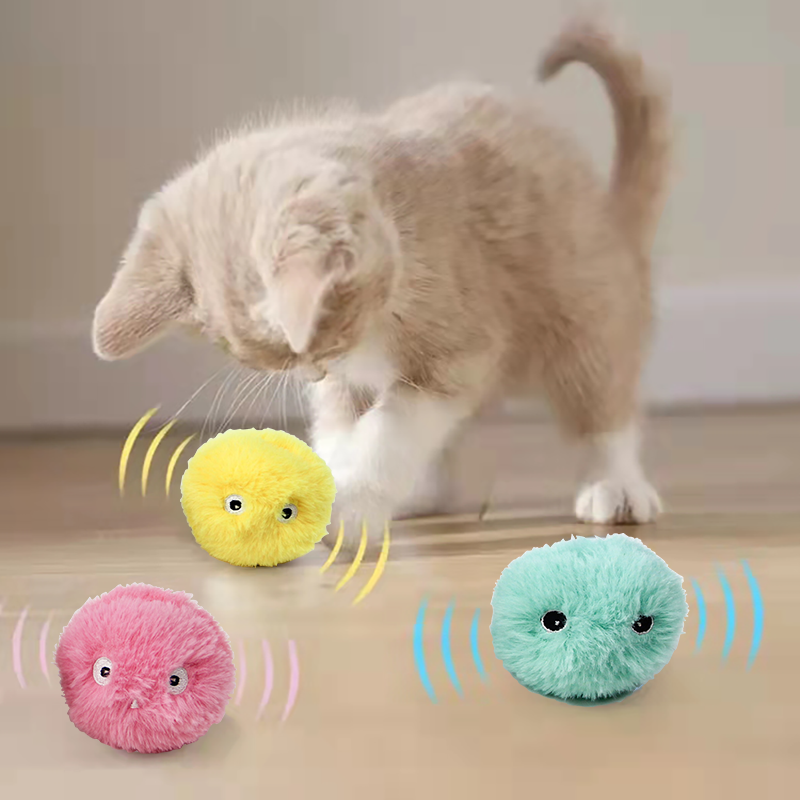 Interactive Cat Toys Self Play Cats Best Seller Fluffy Plush Cat Balls Fun Kitty Kitten Catnip Toys For Indoor