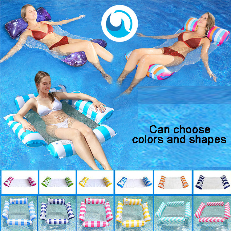 Clamp Net Floating Bed Water Foldable Backrest Water Inflatable Lounge Chair Swimming Pool Floating Hammock