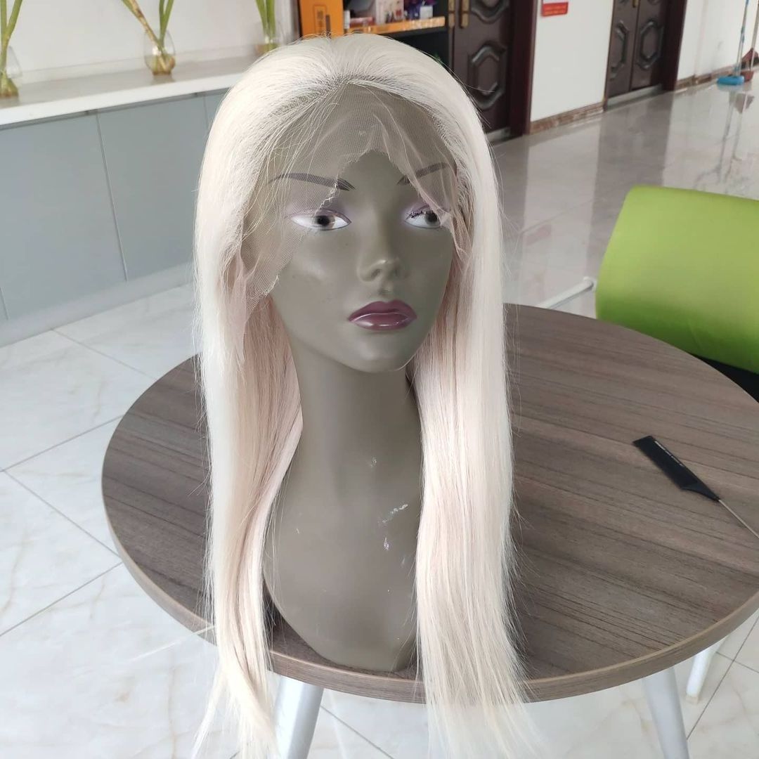 12A grad European virgin hair white blonde human hair platinum blonde hair 13*6 HD lace front wig for women