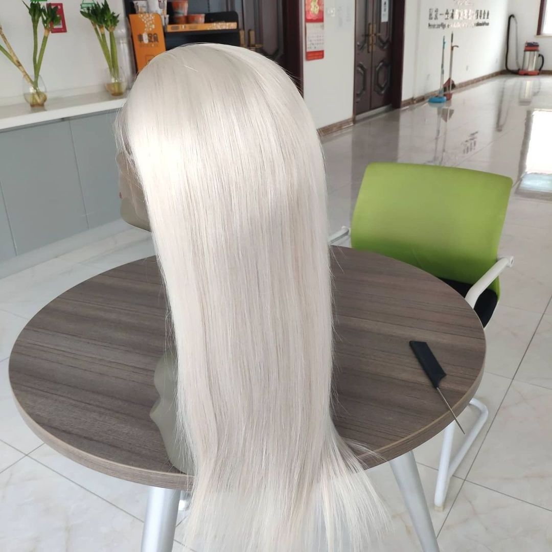 12A grad European virgin hair white blonde human hair platinum blonde hair 13*6 HD lace front wig for women