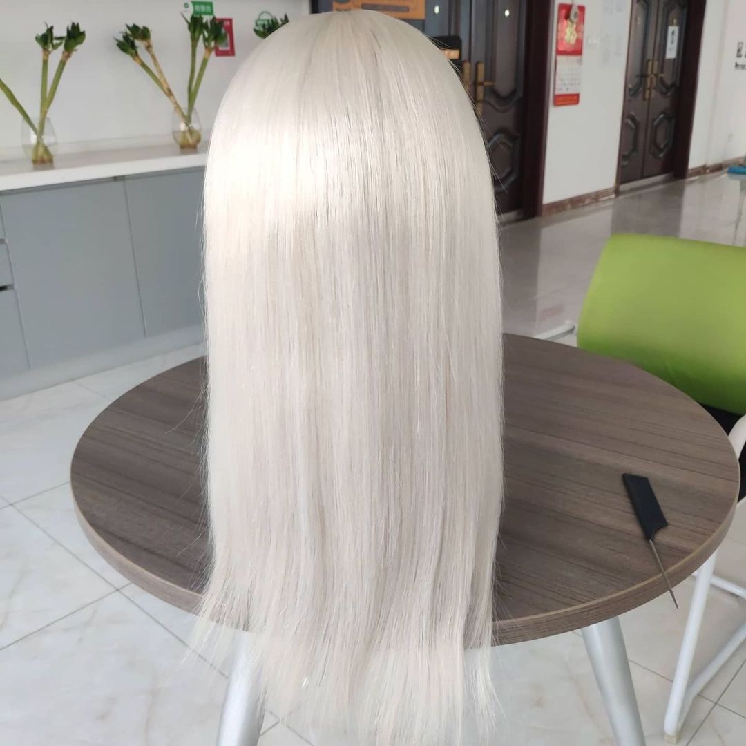 12A grad European virgin hair white blonde human hair platinum blonde hair 13*6 HD lace front wig for women