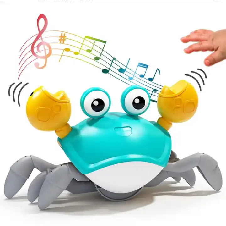 BB New Baby Toys Infant Crawling Crab: Tummy Time Crawling Crab Baby Toy with Music and Led Light Up Crawling Crab Baby Toy