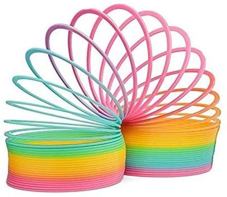 FW84 Colorful Rainbow coil springs Plastic Spring Toy Rainbow Plastic Slinki Toy for Kids and Adults Jumbo Magic Spring Toys