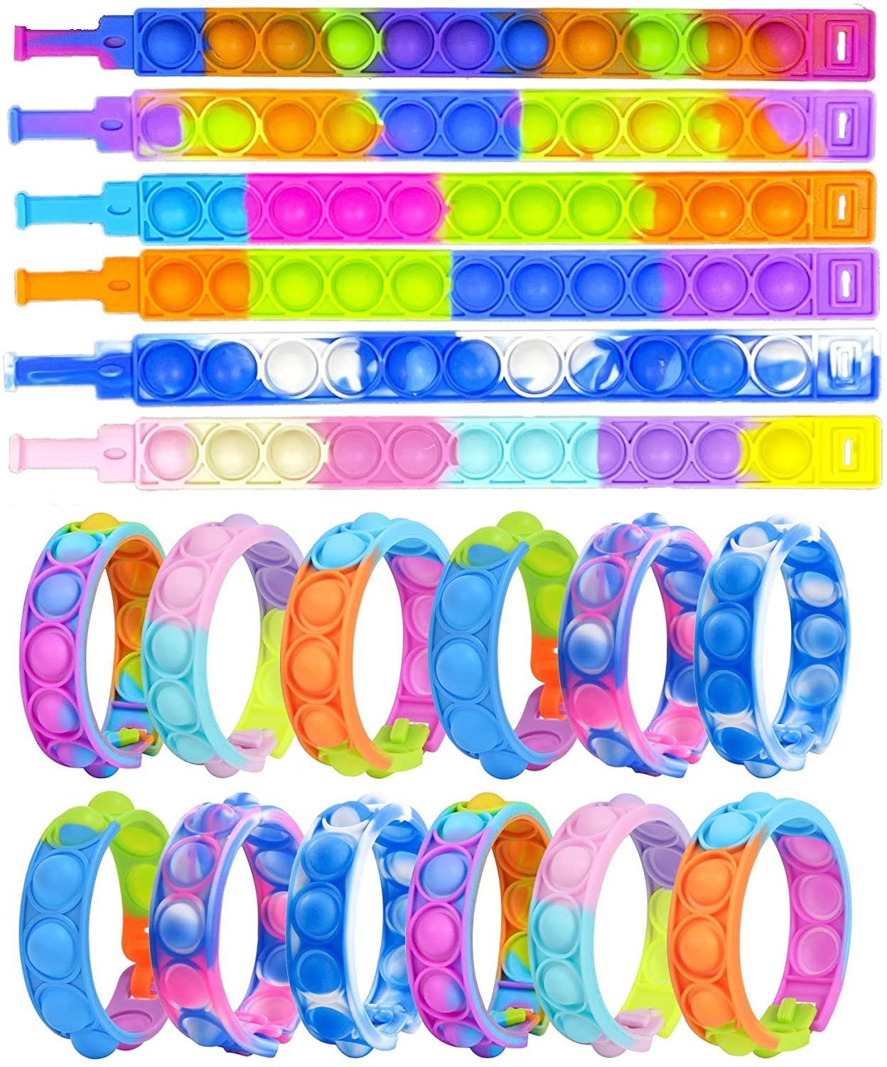 2022 Hot Sales Pop Push Bubble Fidget Bracelet Rainbow Silicone Sensory Wristband Slow Rising Anxiety Relief Fidget Toys For kid