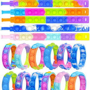 2022 Hot Sales Pop Push Bubble Fidget Bracelet Rainbow Silicone Sensory Wristband Slow Rising Anxiety Relief Fidget Toys For kid