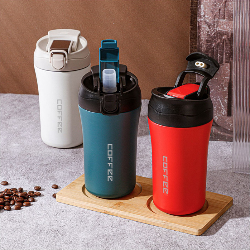 New Arrival Double Wall Wide Mouth Stainless Steel Water Bottle with Straw Sports Canteen Great for Hiking & Biking