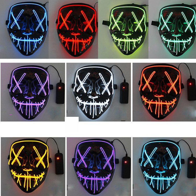 PT Trending Led Light Up Mask Scary Mask For Man Kids Cosplay Halloween Costume Masquerade Parties Led Halloween Scary Mask