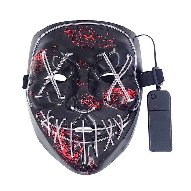 PT Trending Led Light Up Mask Scary Mask For Man Kids Cosplay Halloween Costume Masquerade Parties Led Halloween Scary Mask