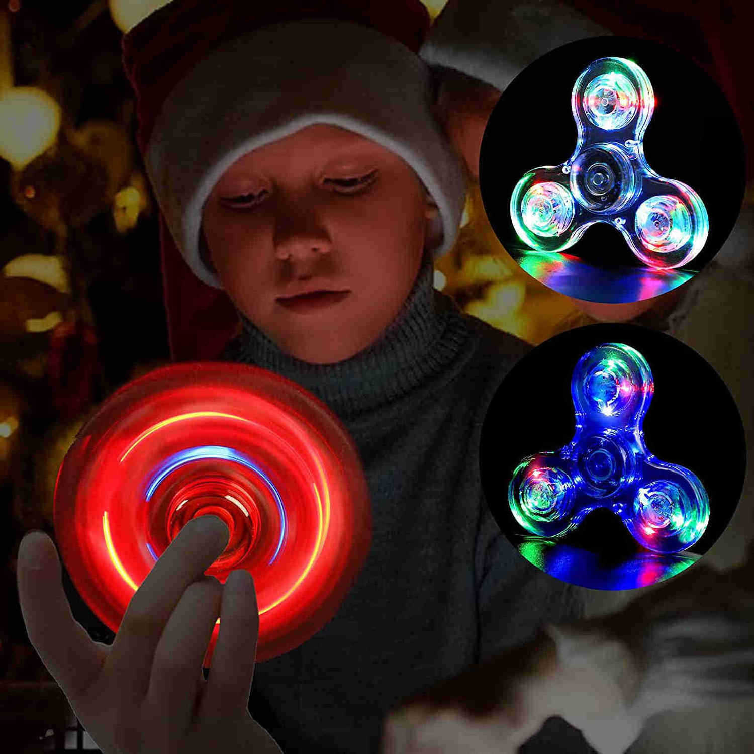 Ma Customized Colorful Flashing Luminous Led Spinner Children Toys Stress Relief Products Flying Fidget Spinner Light Up Spinner