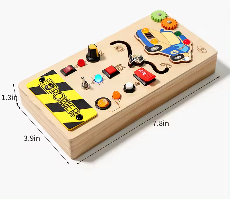 GL Hot Sale Wooden Steering Wheel Toy Early Educational Stimulation LED Wood Sensory Activity Board Montessori Toys