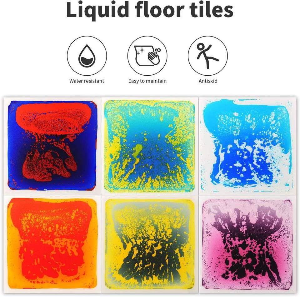 PT Custom Square Floor Liquid Mats For Kids Educational Liquid Floor Tile Sensory Mat Sensitive Liquid Gel Floor Tile For Kids