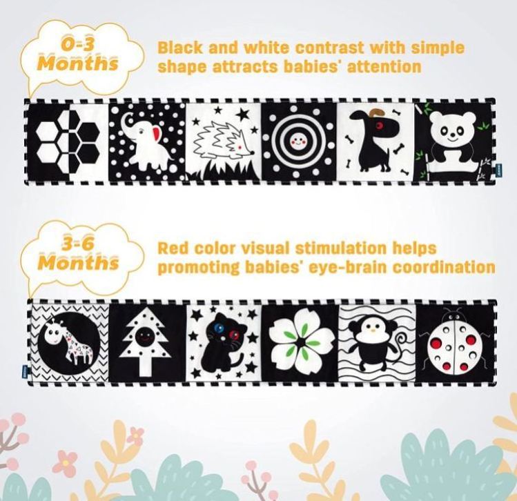 Bb Folding Crinkle Touch Feel Books Infant Tummy Time Baby Visual Bed Toys Black White Soft Cloth Baby Cloths Book for Babies