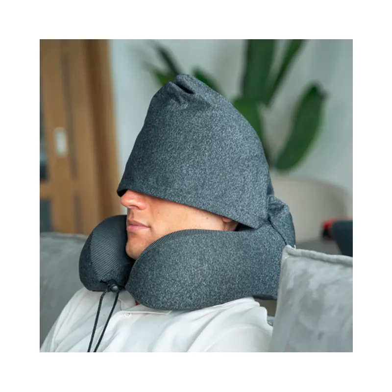 Custom Logo Classic Memory Foam Head and Neck Pillow Travel Neck Pillow with Hood Neck Sleeping Cushion