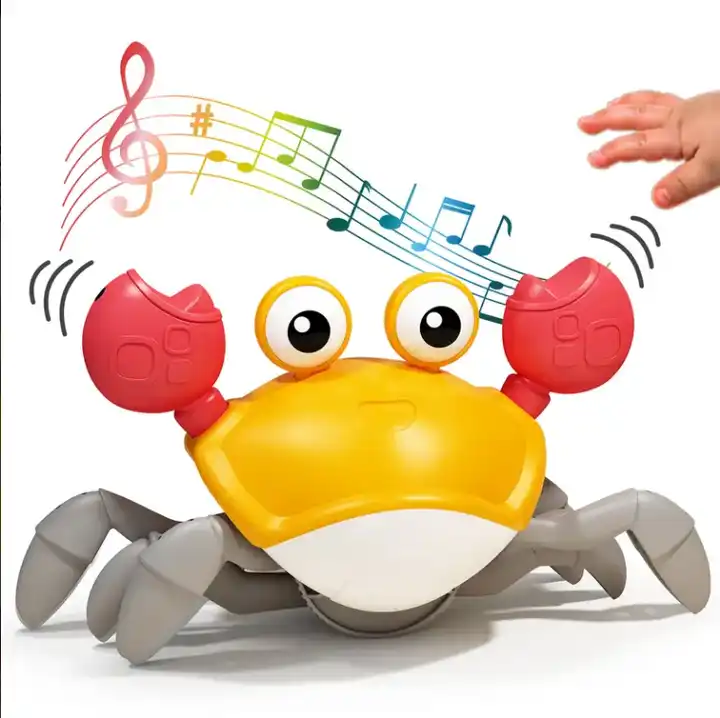 BB New Baby Toys Infant Crawling Crab: Tummy Time Crawling Crab Baby Toy with Music and Led Light Up Crawling Crab Baby Toy