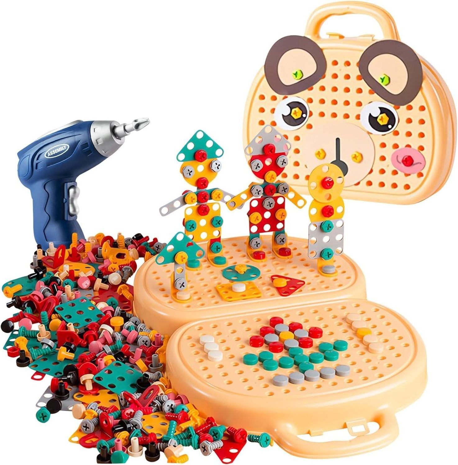 New and Hot Creative Mosaic Drill Set for Kids DIY Electric Drill Puzzle Toys Engineering Building Kits STEM Educational Toys