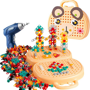 New and Hot Creative Mosaic Drill Set for Kids DIY Electric Drill Puzzle Toys Engineering Building Kits STEM Educational Toys