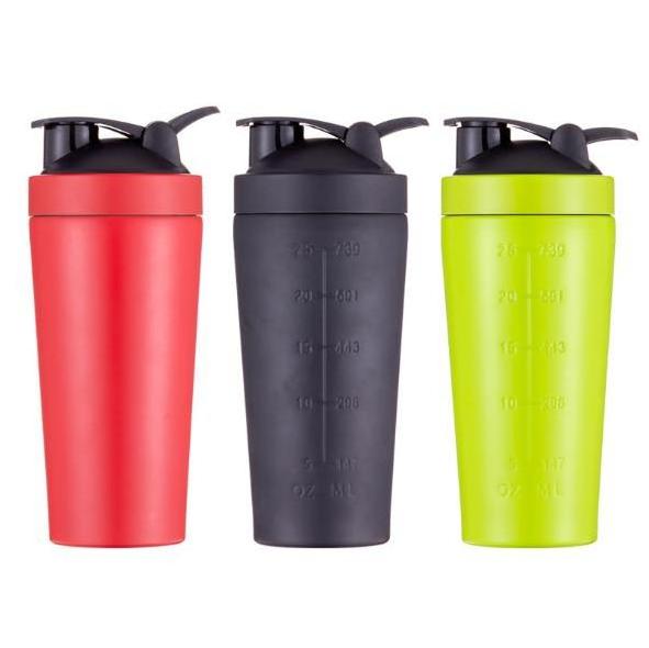 Custom Logo Single Wall Black Gym Metal Shaker Bottle 26oz Double Wall Stainless Steel Insulated Water Bottle Protein Mixing Cup