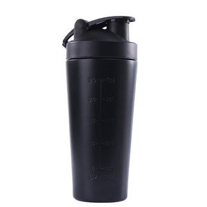 Custom Logo Single Wall Black Gym Metal Shaker Bottle 26oz Double Wall Stainless Steel Insulated Water Bottle Protein Mixing Cup