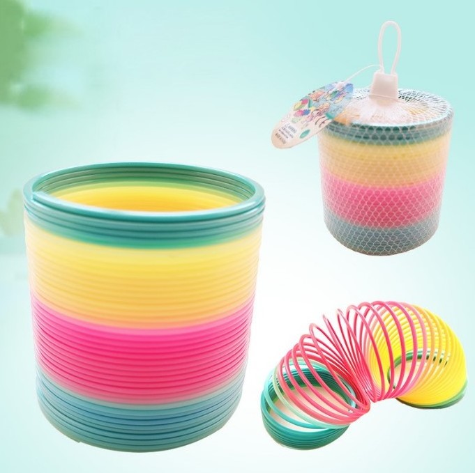 FW84 Colorful Rainbow coil springs Plastic Spring Toy Rainbow Plastic Slinki Toy for Kids and Adults Jumbo Magic Spring Toys