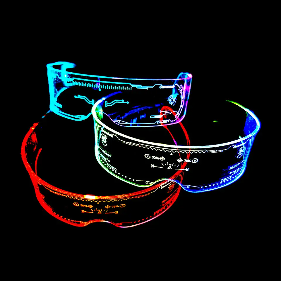 2024 Hot Sale Cool Party Decor Led Glasses Party Glow In The Dark Light-Up Toys Dj Party Glasses Colorful Led Glasses