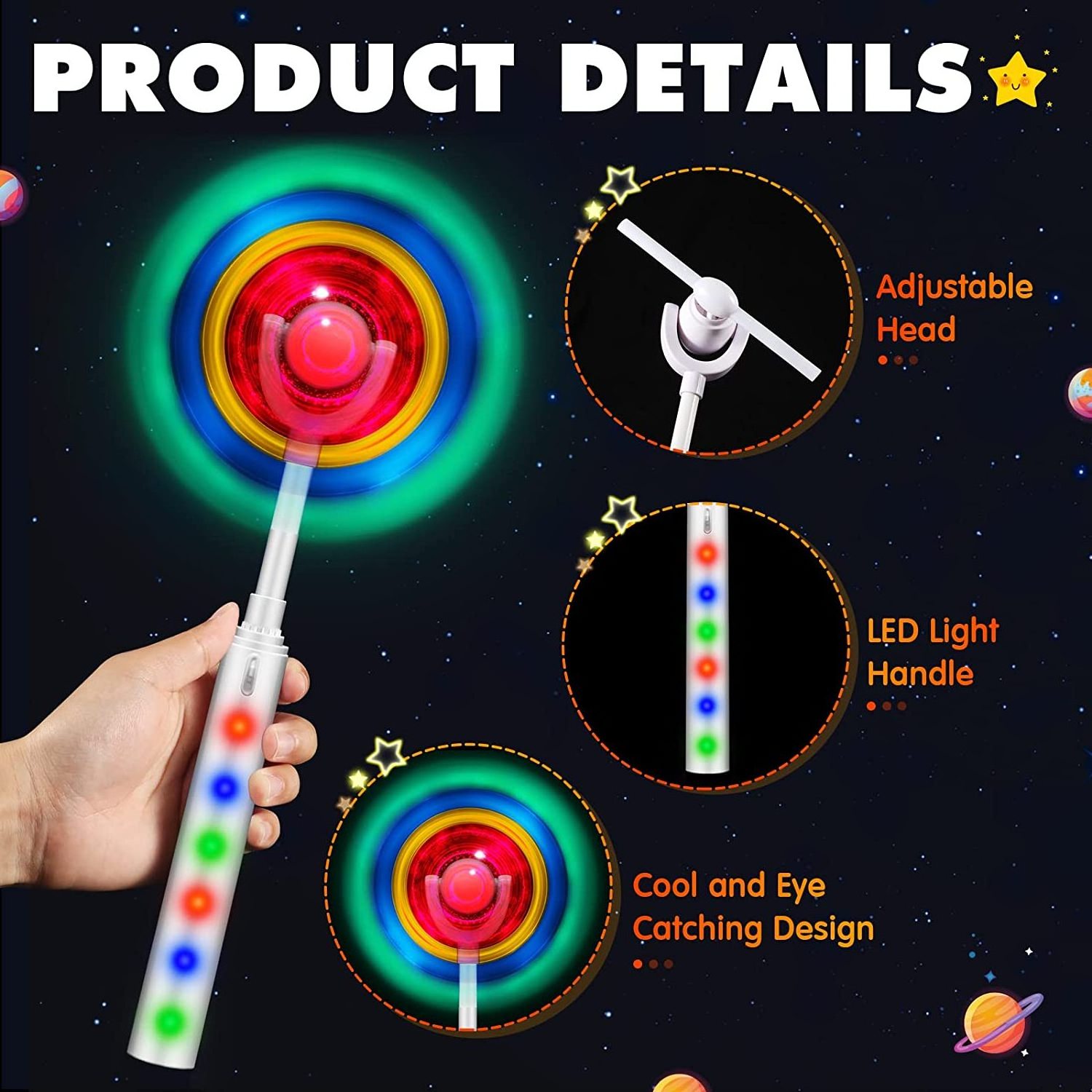 PT Wholesale Kids Light Up Toys Led Flashing Kids Led Spinning Light Up Magic Wand Toy LED Windmill Spinner Toys for Kids