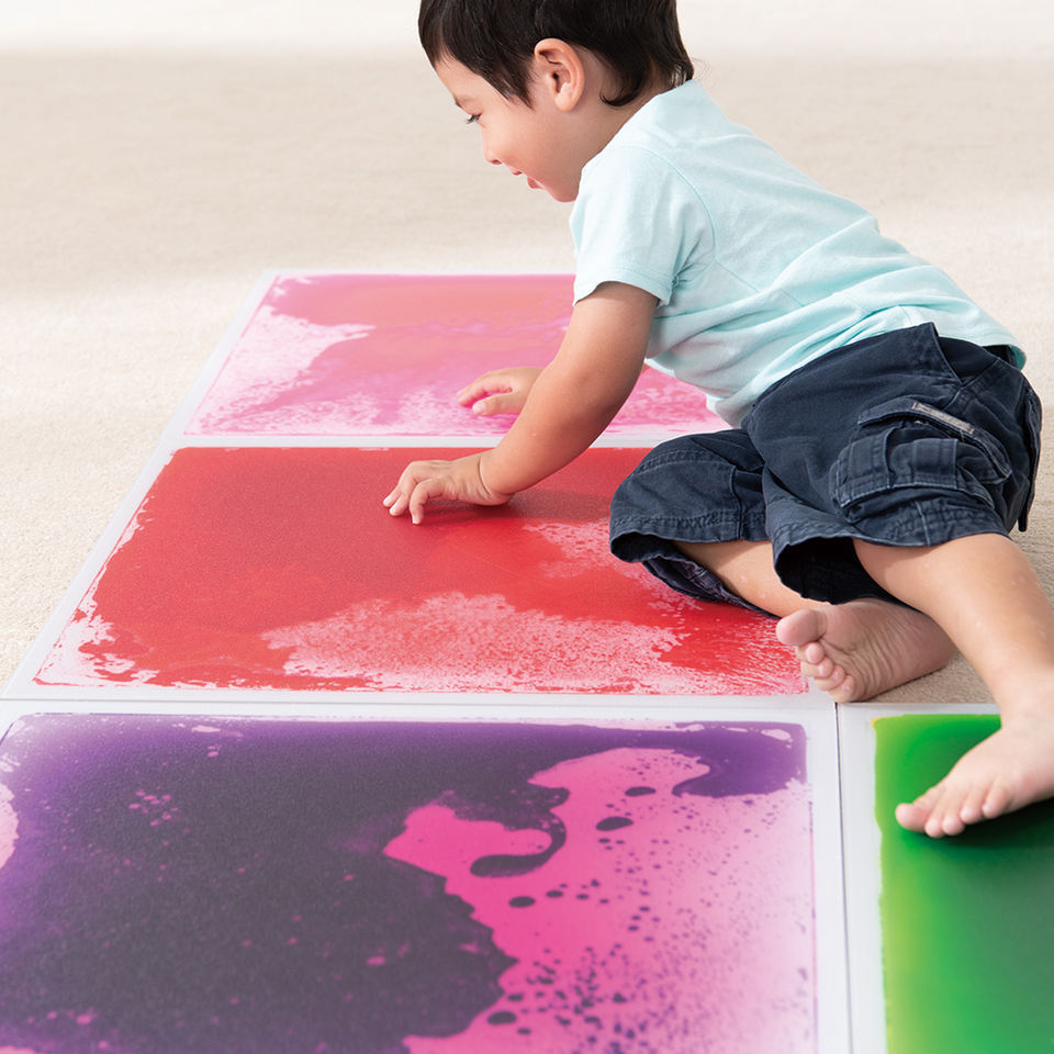 PT Custom Square Floor Liquid Mats For Kids Educational Liquid Floor Tile Sensory Mat Sensitive Liquid Gel Floor Tile For Kids