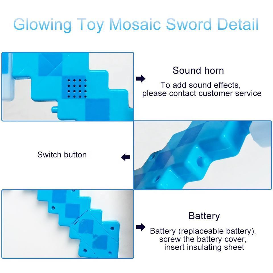 2023 Hot Selling Light Up Pixel Sword with Sound Flashing Toy Gift for Kids Light Saber Samurai Sword Toy