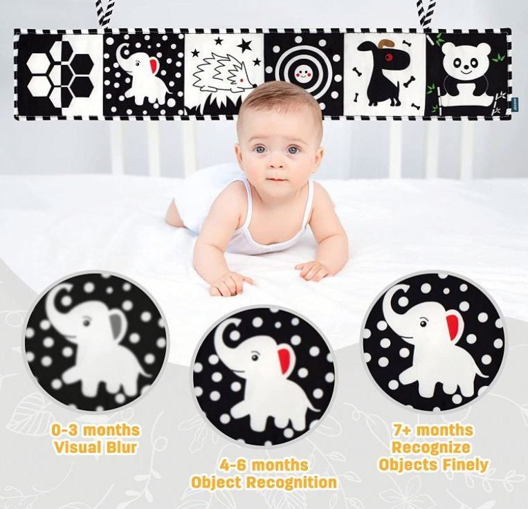 Bb Folding Crinkle Touch Feel Books Infant Tummy Time Baby Visual Bed Toys Black White Soft Cloth Baby Cloths Book for Babies