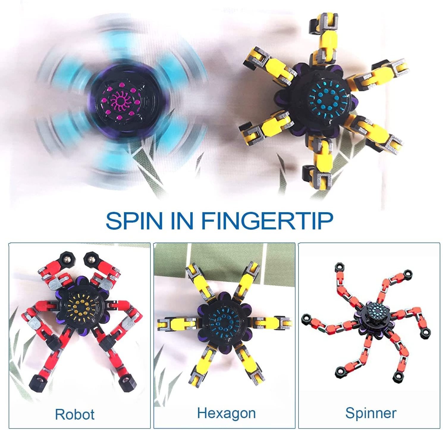 Deformed Robot Spinner Toys Spiral Twister Funny Sensory Fidget Spinner Fingertip Transformable Chain Mechanical Spiral