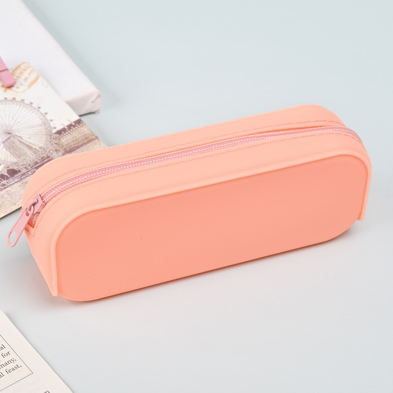 Hot Sale School Fidget School Pen Pouch Rectangle Pure Color Pencil Bags With Zip Lock Custom Pencil Case Silicone Pencil Case