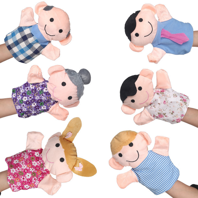 Hot Selling Stuffed Hand Puppet Family Mother Father Characters Plush Hand Puppet Plush Animal Rabbit Finger Puppet