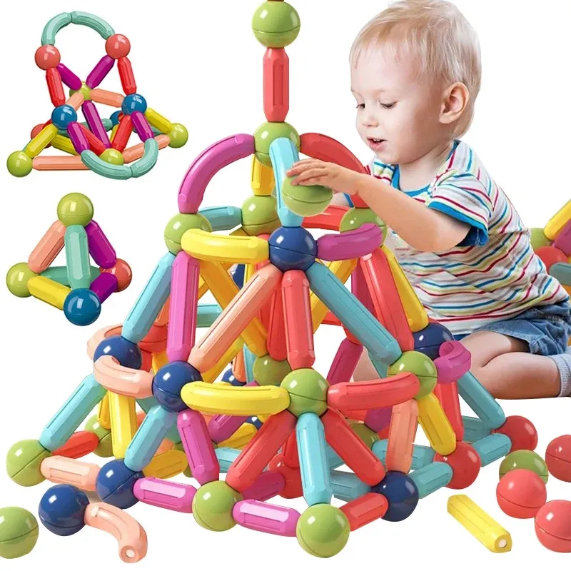 Free Sample Magnetic Building Blocks for Kids Learning Educational Toys 3D Magnetic Building Sticks Magnetic Balls and Rods Set