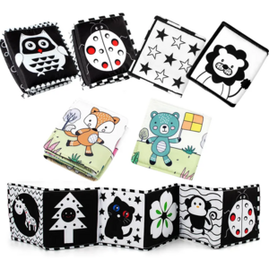 Bb Folding Crinkle Touch Feel Books Infant Tummy Time Baby Visual Bed Toys Black White Soft Cloth Baby Cloths Book for Babies