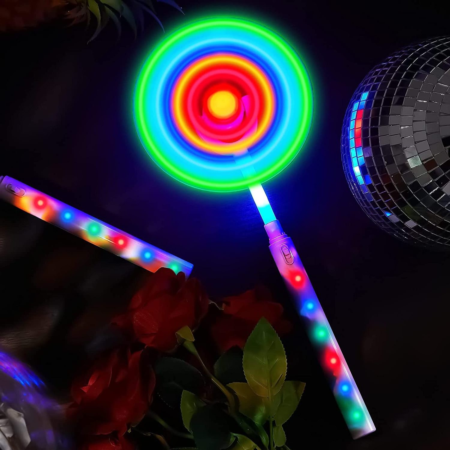 PT Wholesale Kids Light Up Toys Led Flashing Kids Led Spinning Light Up Magic Wand Toy LED Windmill Spinner Toys for Kids