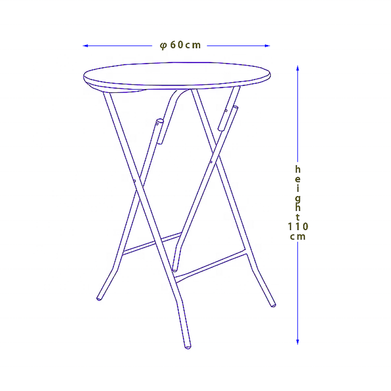 Bistro Round 60 cm HDPE solid top indoor sturdy powder steel frame 110 cm high cocktail table outdoor standing dining furniture