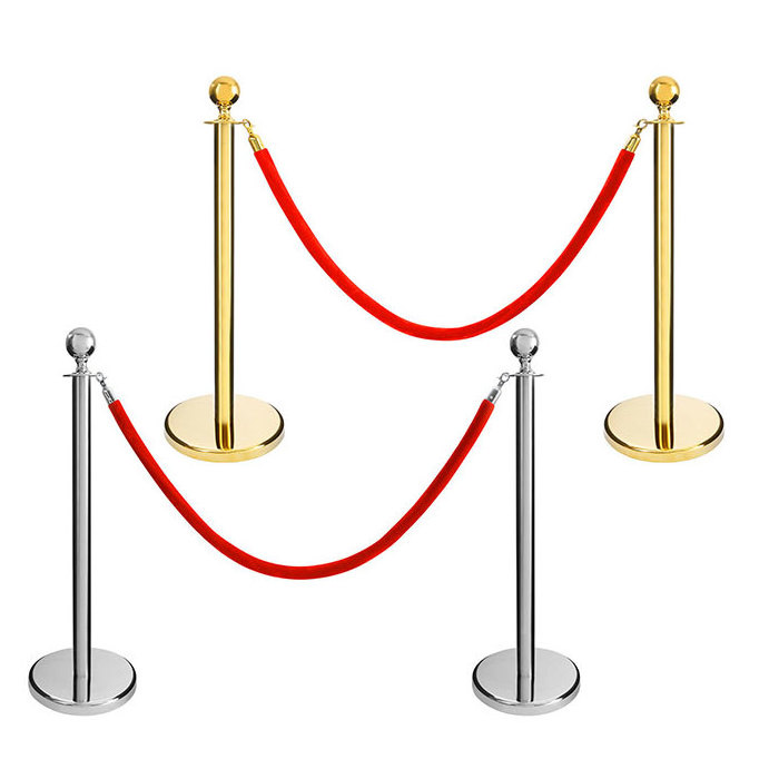 Red Carpet VIP Black And Gold Crown Queue Line Pole Barrier Rope Crowd Control Stanchions