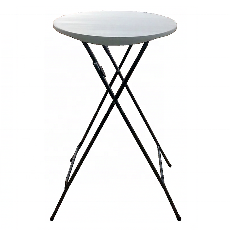 Bistro Round 60 cm HDPE solid top indoor sturdy powder steel frame 110 cm high cocktail table outdoor standing dining furniture