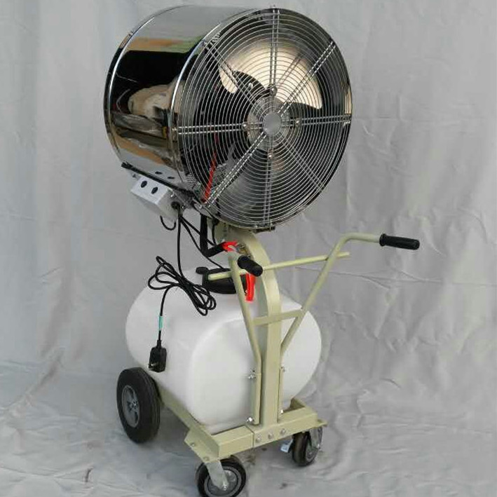 Humidifier with movable wheels and water tank spray mist fan outdoor hand-pushed