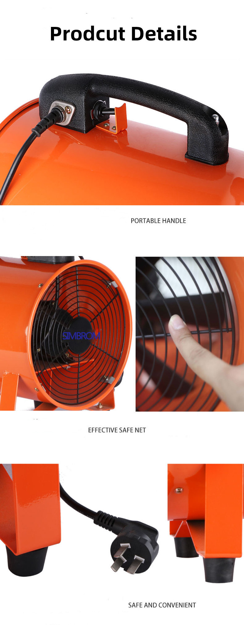 8 10 12 14 16 20 inch Heavy Duty Cylinder Industrial Portable Blower Axial Exhaust Fan