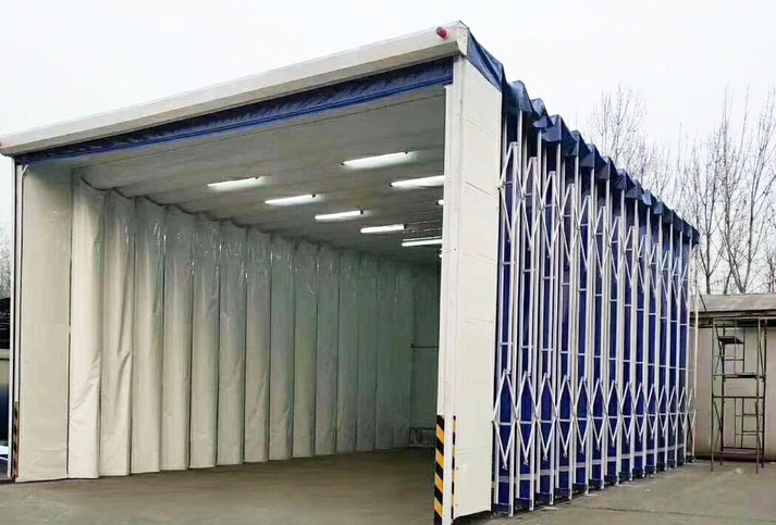 Movable Telescopic Car Painting Oven Spray Booth Room with PVC Curtains Wall