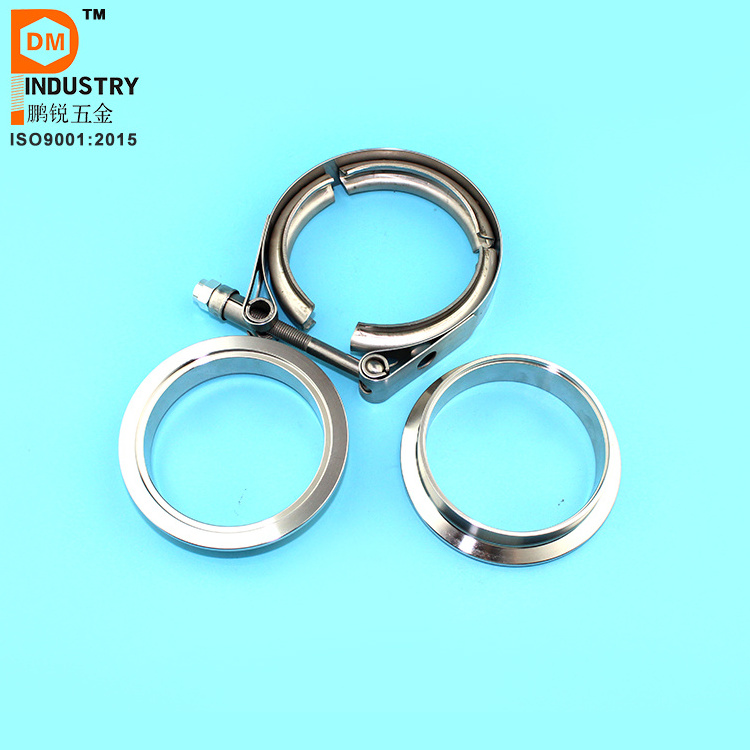 PDM 3.0 inch Turbo Downpipe Male Female Mild Steel Flange and Stainless Steel Clamp V Band