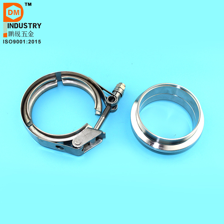 PDM 3.0 inch Turbo Downpipe Male Female Mild Steel Flange and Stainless Steel Clamp V Band