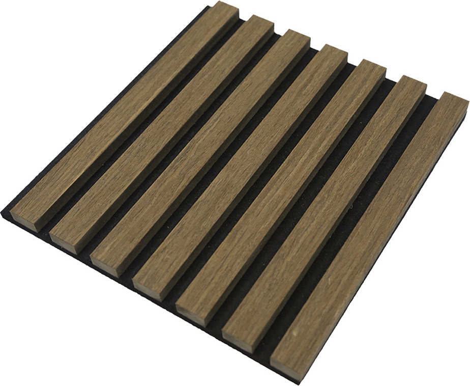 Wall And Ceiling Natural Oak Polyester Acoustic Mdf Wooden Veneer Slat Panel For Interior Soundproof Board