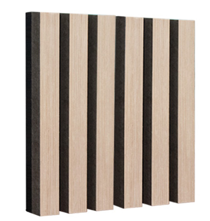 Wall And Ceiling Natural Oak Polyester Acoustic Mdf Wooden Veneer Slat Panel For Interior Soundproof Board